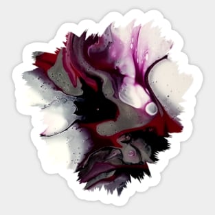 Red/Purple/Black Acrylic Pour Painting Sticker